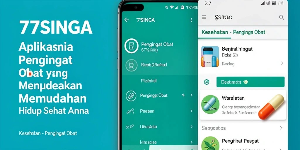 Screenshot antarmuka aplikasi 77SINGA yang menunjukkan pengingat obat.