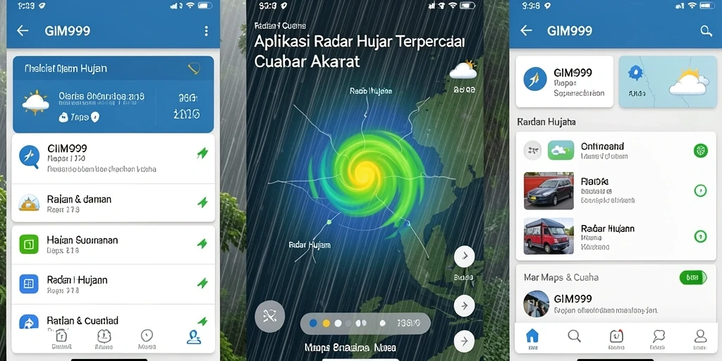 Antarmuka aplikasi GIM999 menunjukkan radar hujan terbaru.