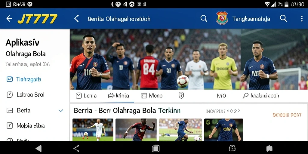 Tampilan antarmuka JT777 menampilkan berita olahraga bola yang menarik.