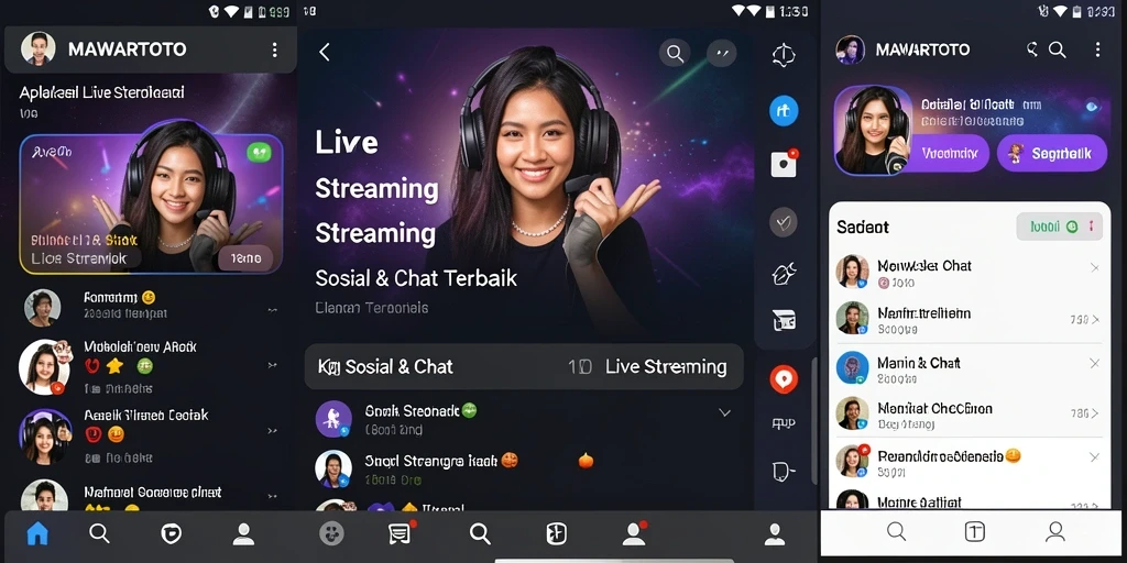 Screenshot antarmuka MAWARTOTO saat siaran langsung dengan fitur interaksi.