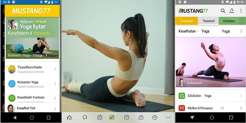 Antarmuka aplikasi MUSTANG77 yang menawan dan mudah digunakan untuk praktik Yoga.