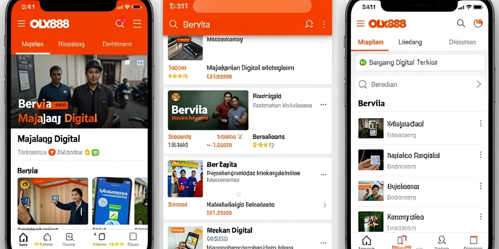 Antarmuka utama OLX888 yang menampilkan beragam artikel berita terkini.