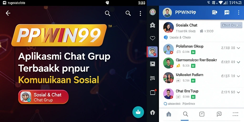 Tampilan layar utama aplikasi PPWIN99 dengan fitur Chat Grup.