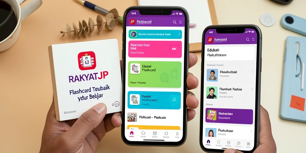 Tampilan antarmuka aplikasi Flashcard RAKYATJP yang sederhana dan menarik.