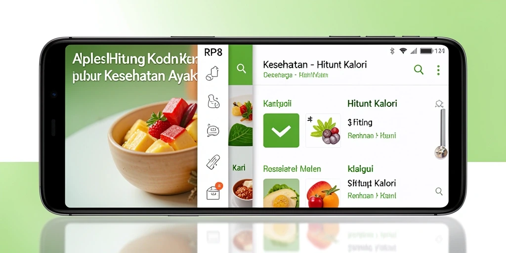 Antarmuka RP8 menampilkan fungsi Hitung Kalori dengan jelas.