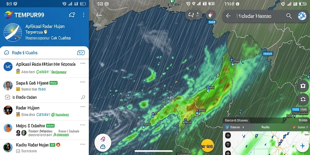 Tampilan antarmuka aplikasi TEMPUR99 dengan fitur Radar Hujan.